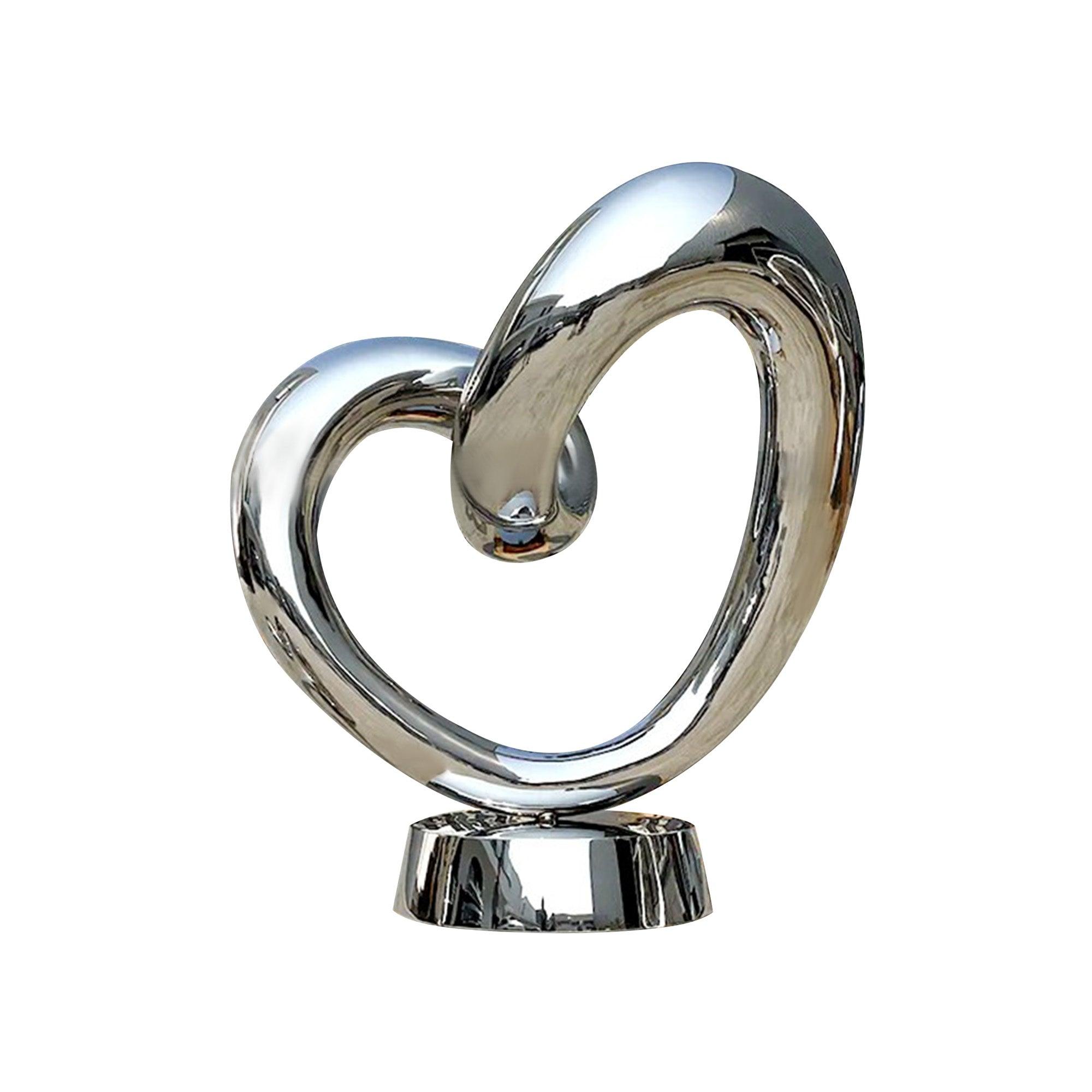 hollow circle metal mirror polish heart sculpture artwork