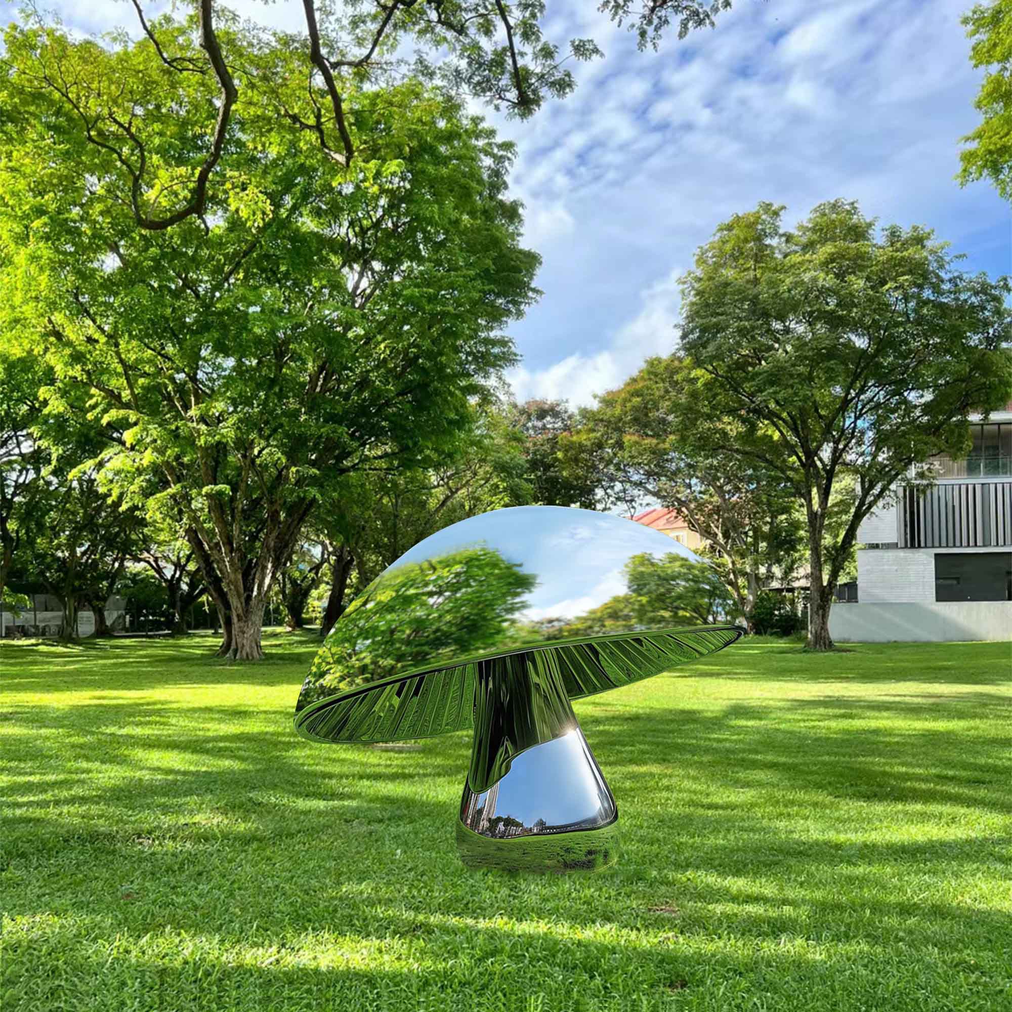 metal art sculptures mushroom polish mirror sculpture in public garden