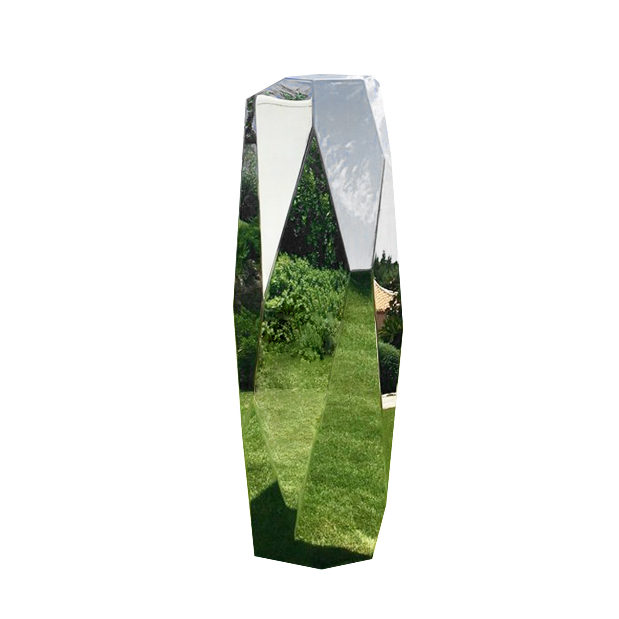 stainless steel sculpture art mirrored pillar sculpture