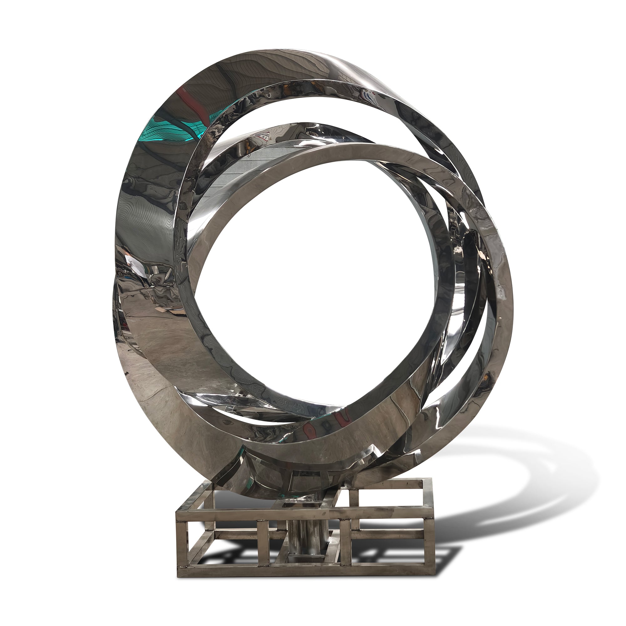 geometric sculpture project stainless steel circle sculpture with base
