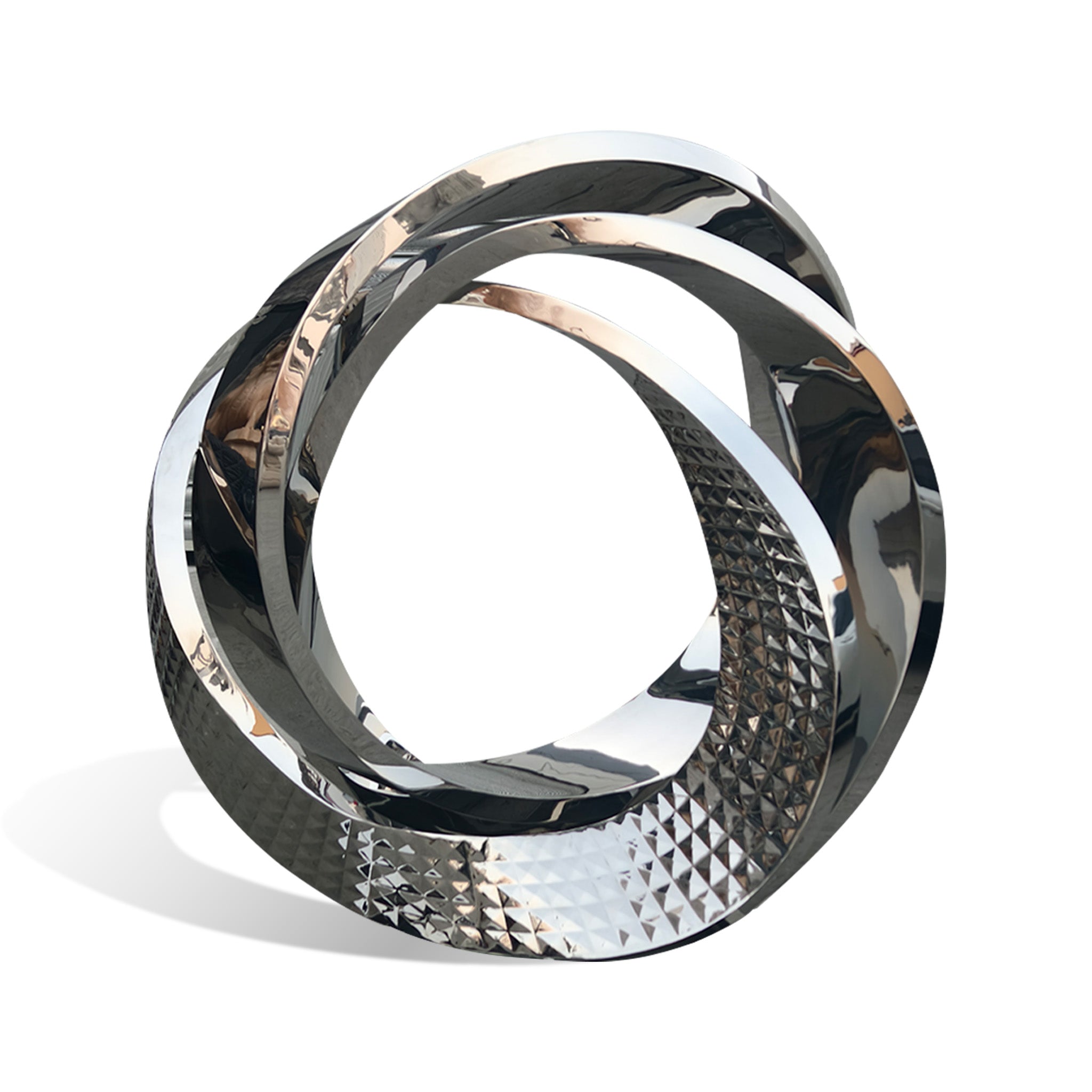 geometric sculpture project stainless steel circle sculpture white background