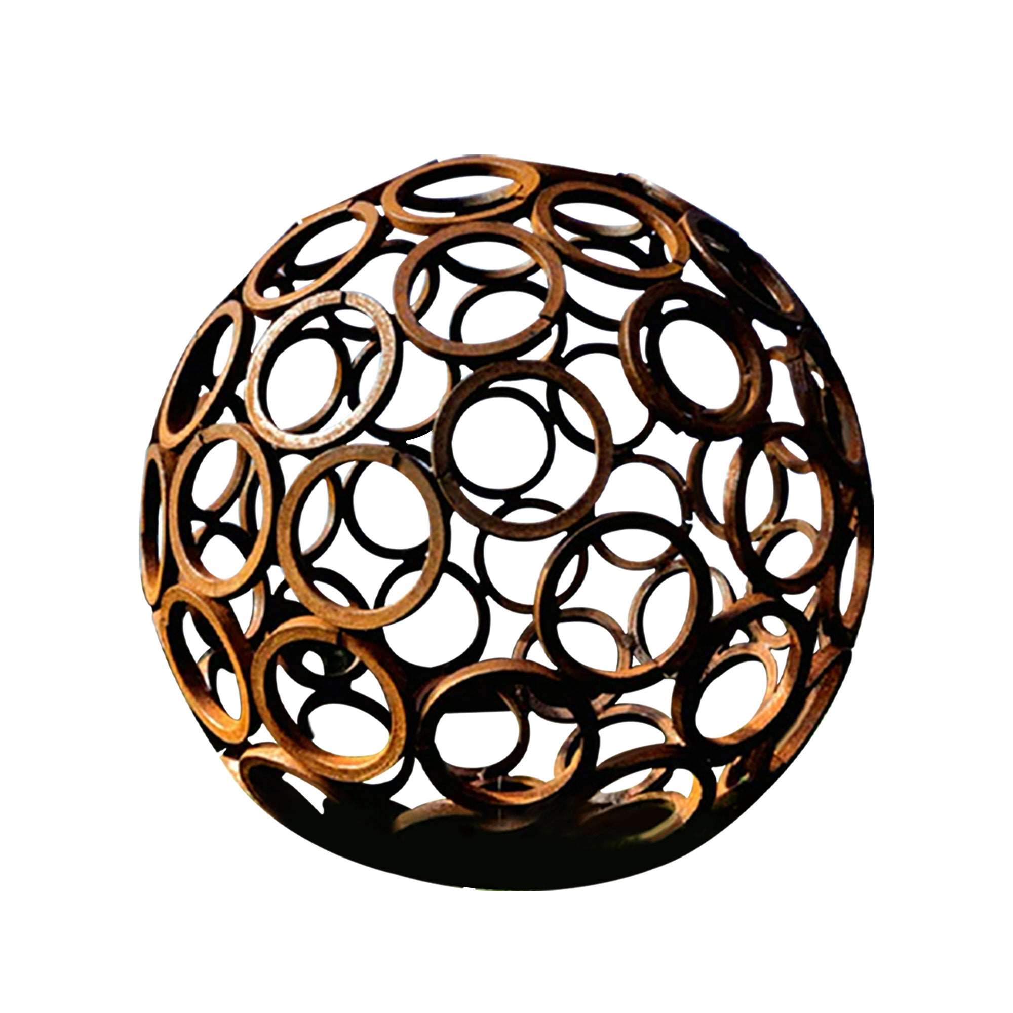 large size hollow sphere corten steel garden sculpture