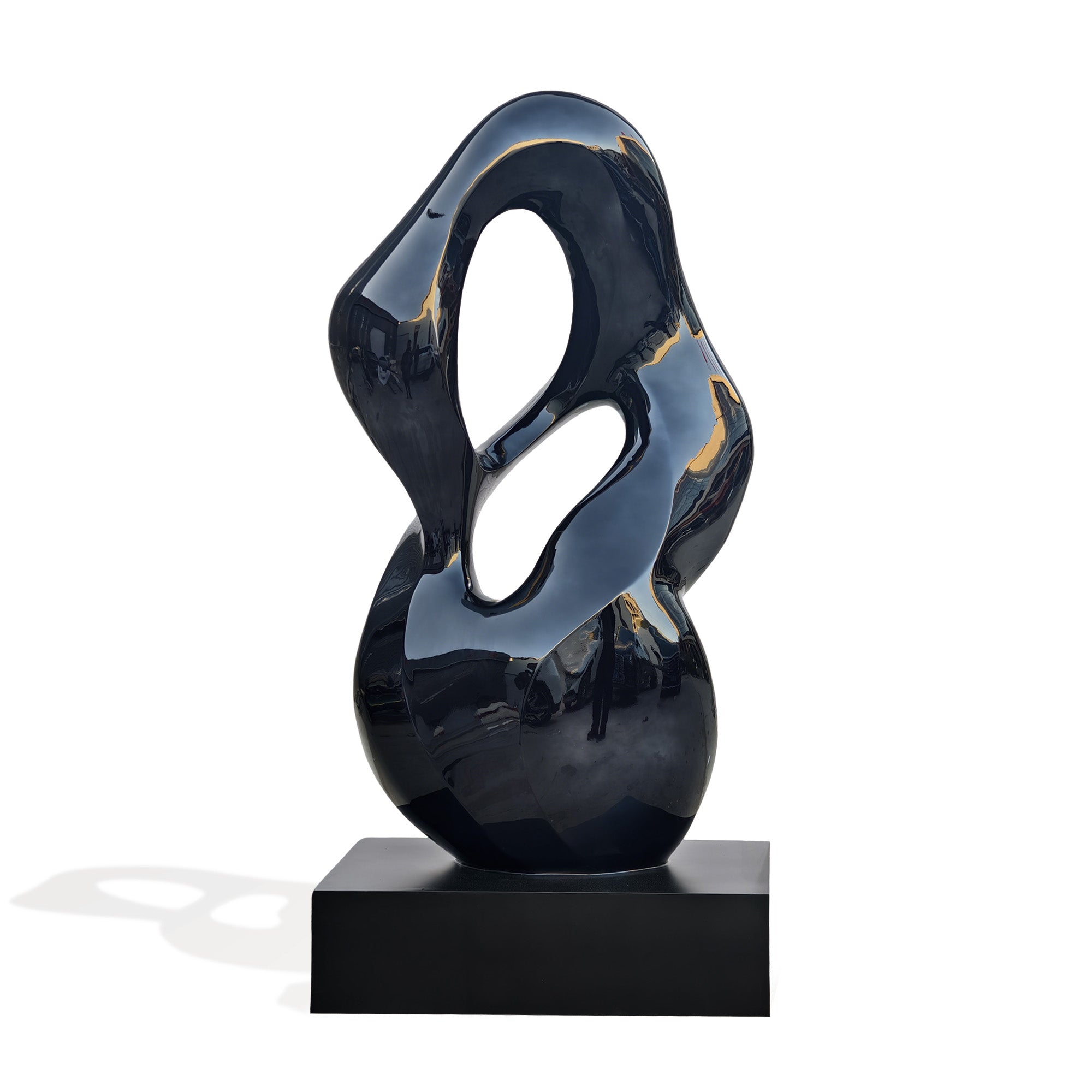 Abstract black sculpture on a white background