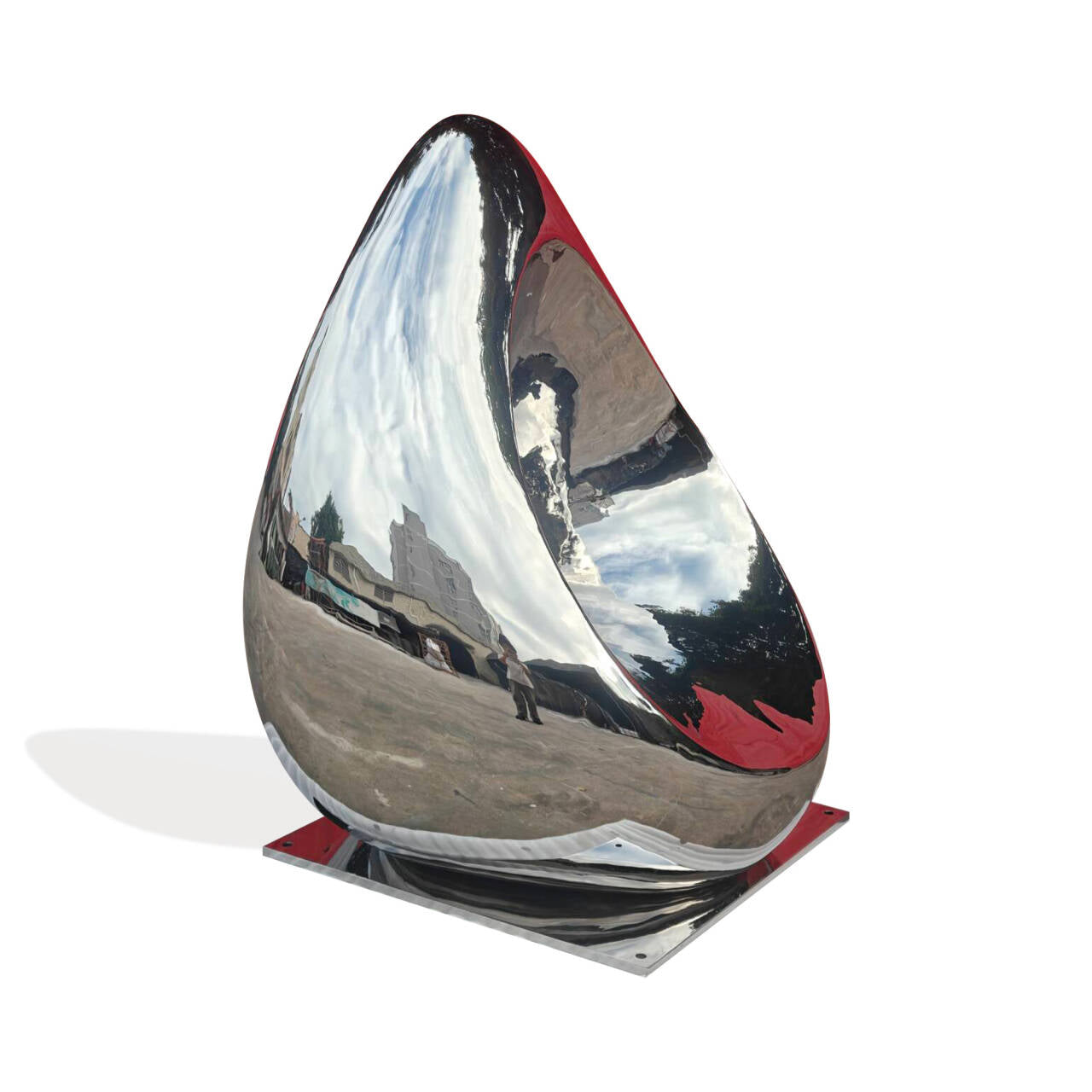 teardrop Polished mirror finish statinless steel sculpture