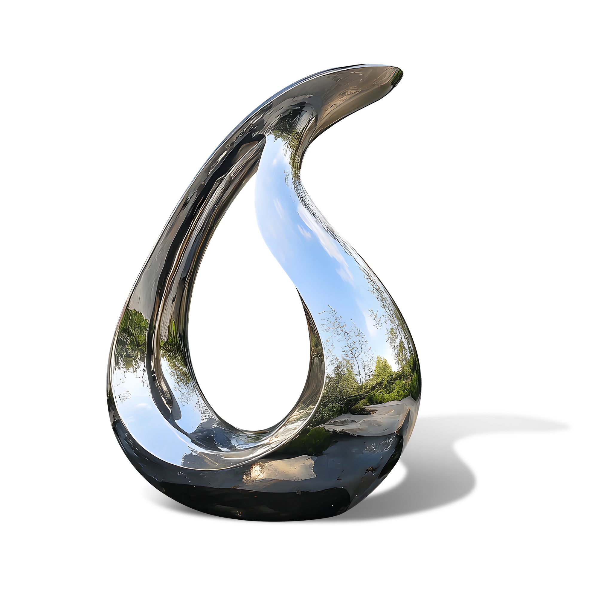 Modern stainless steel polished mirror finish sculpture