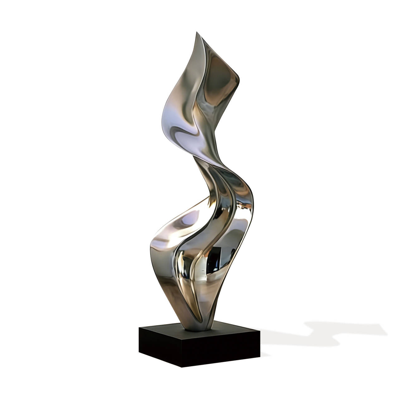 Abstract metal sculpture on a white background