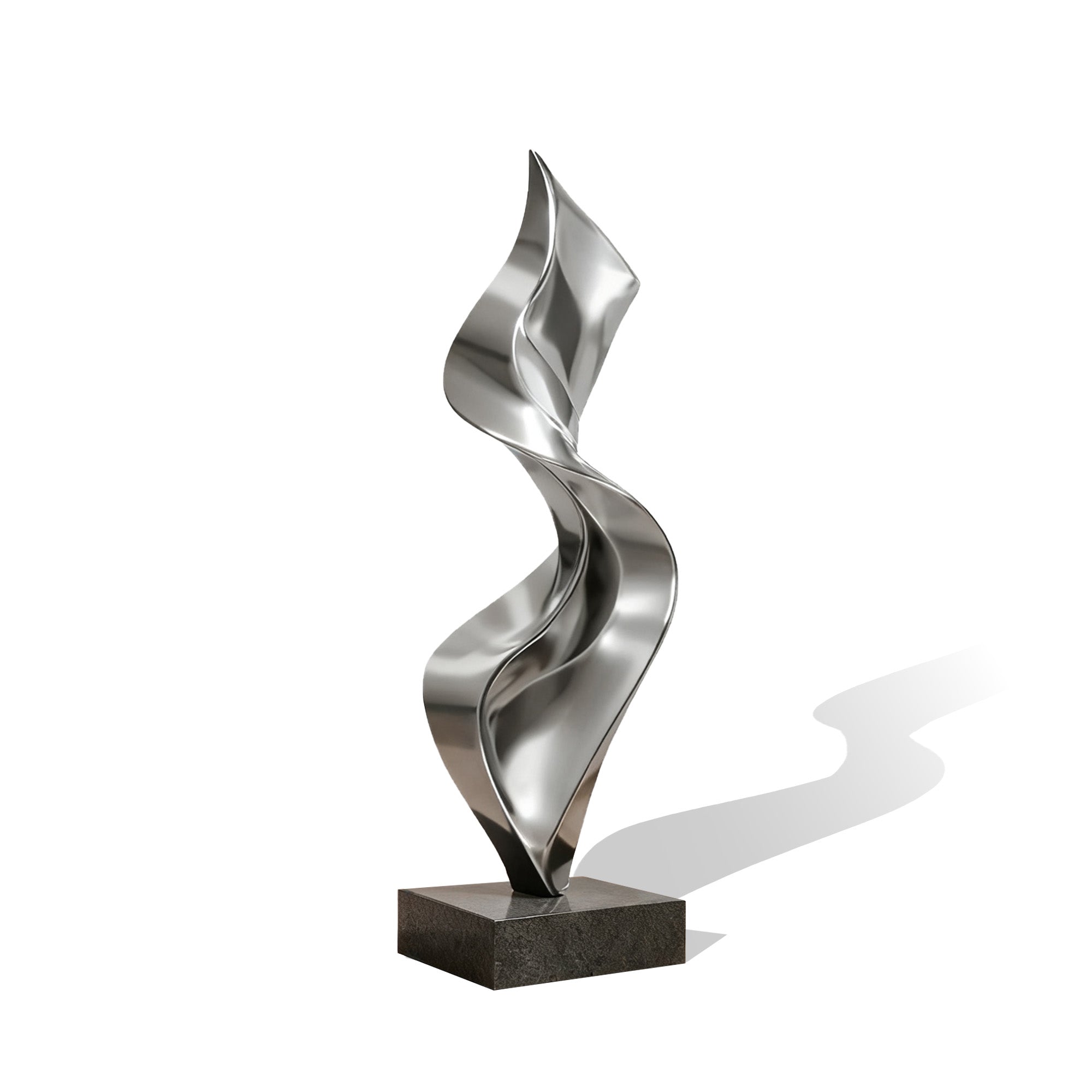 Abstract metal sculpture on a white background