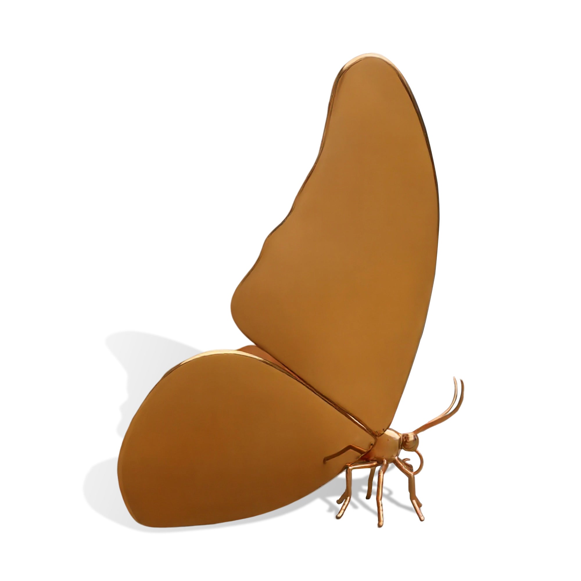 Brown butterfly-shaped object on a white background