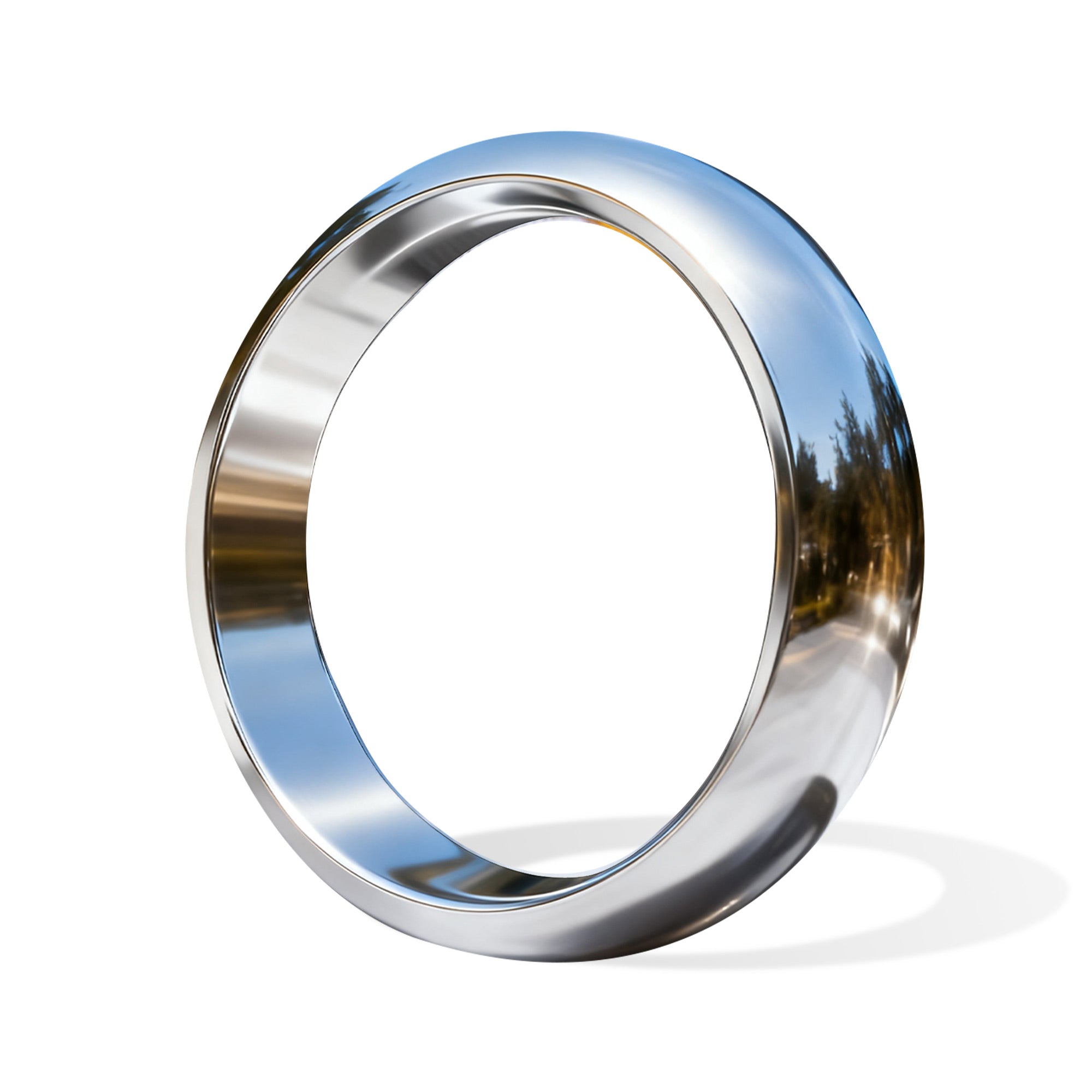 Silver ring on a white background