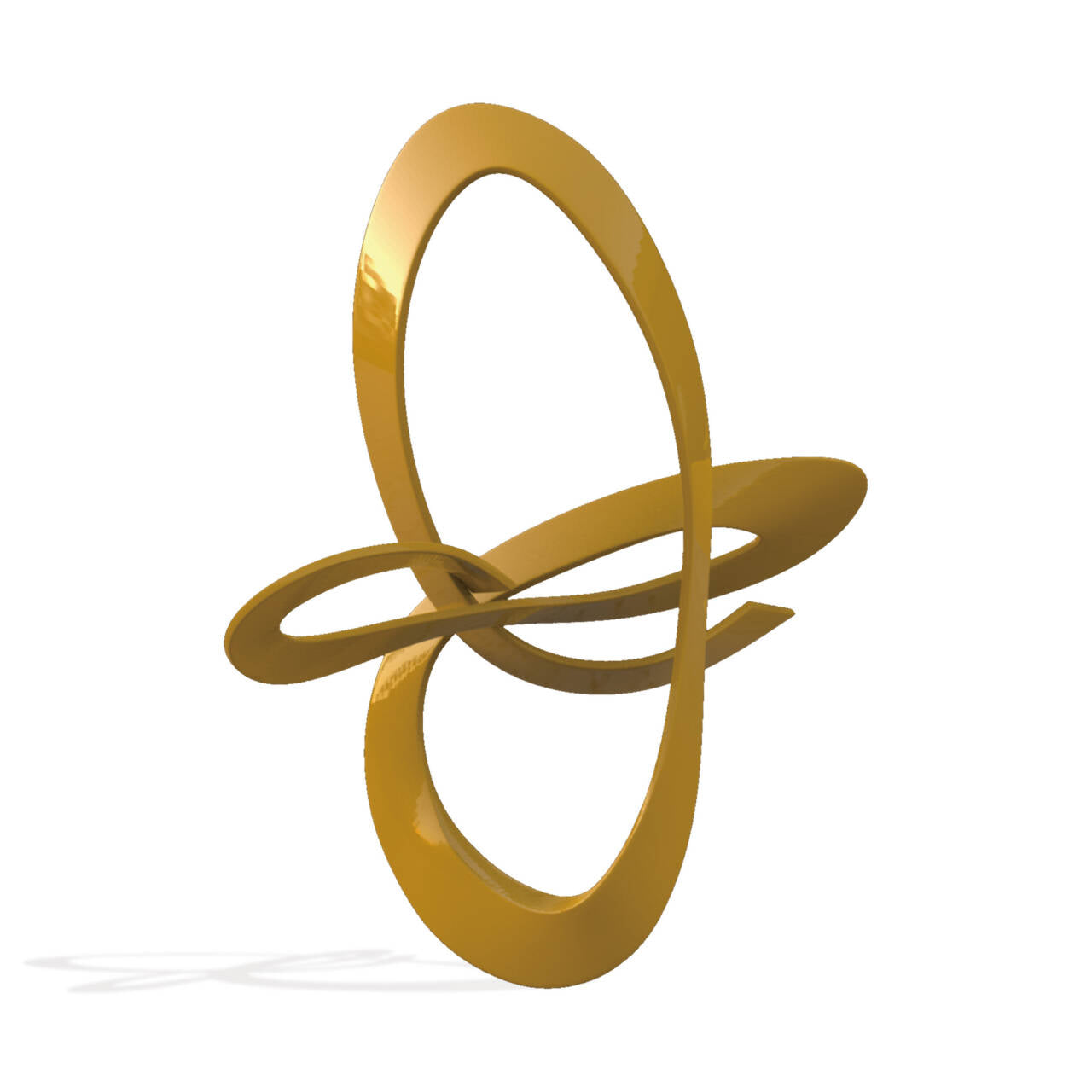 Gold abstract sculpture on a white background