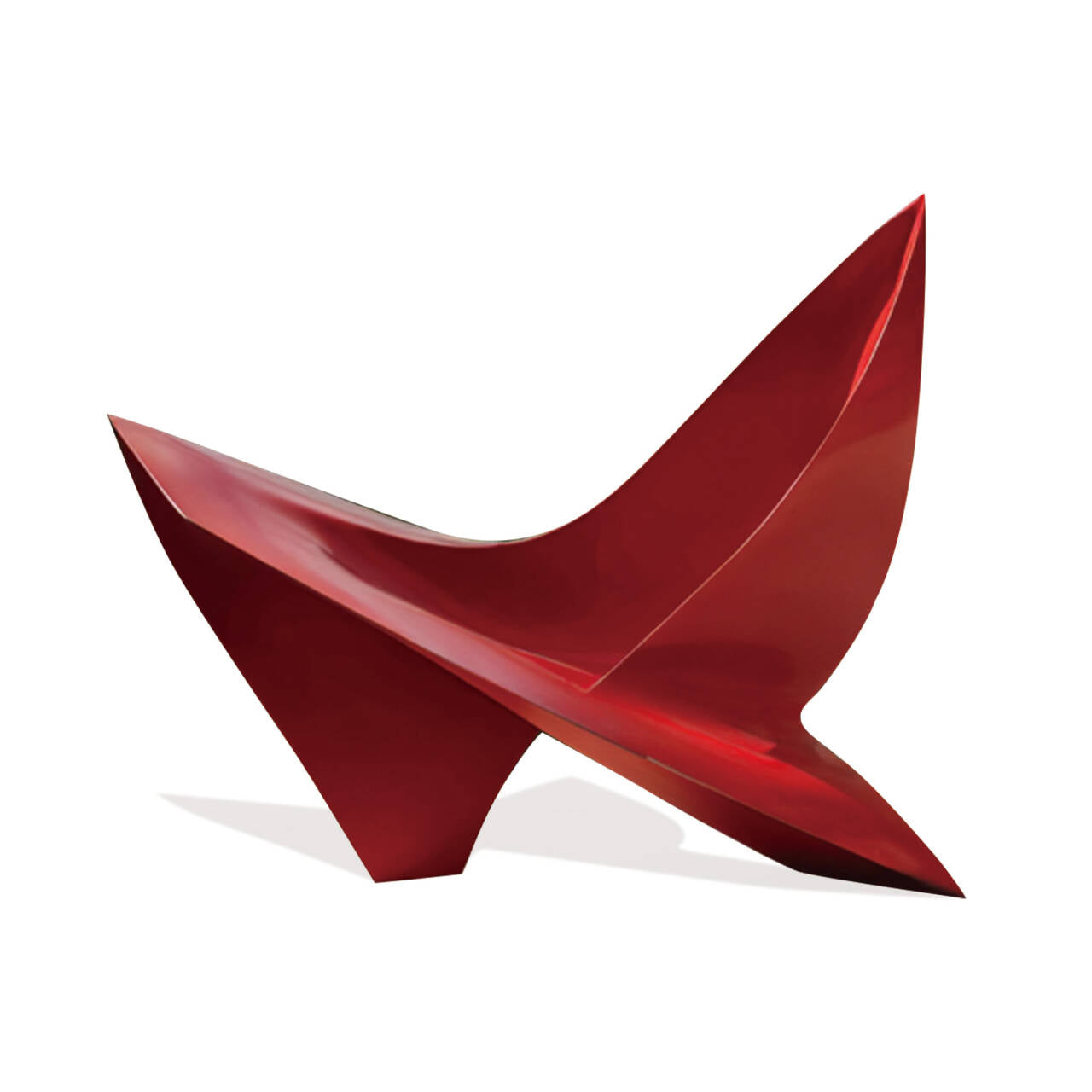 Red abstract sculpture on a white background