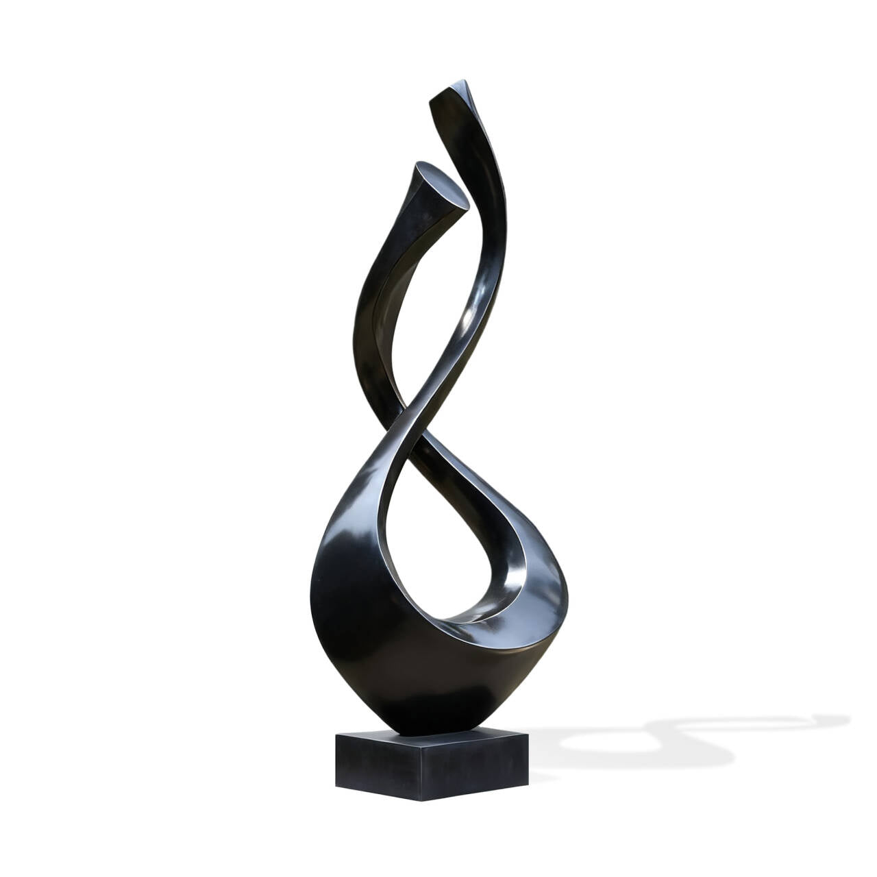 Abstract black sculpture on a white background