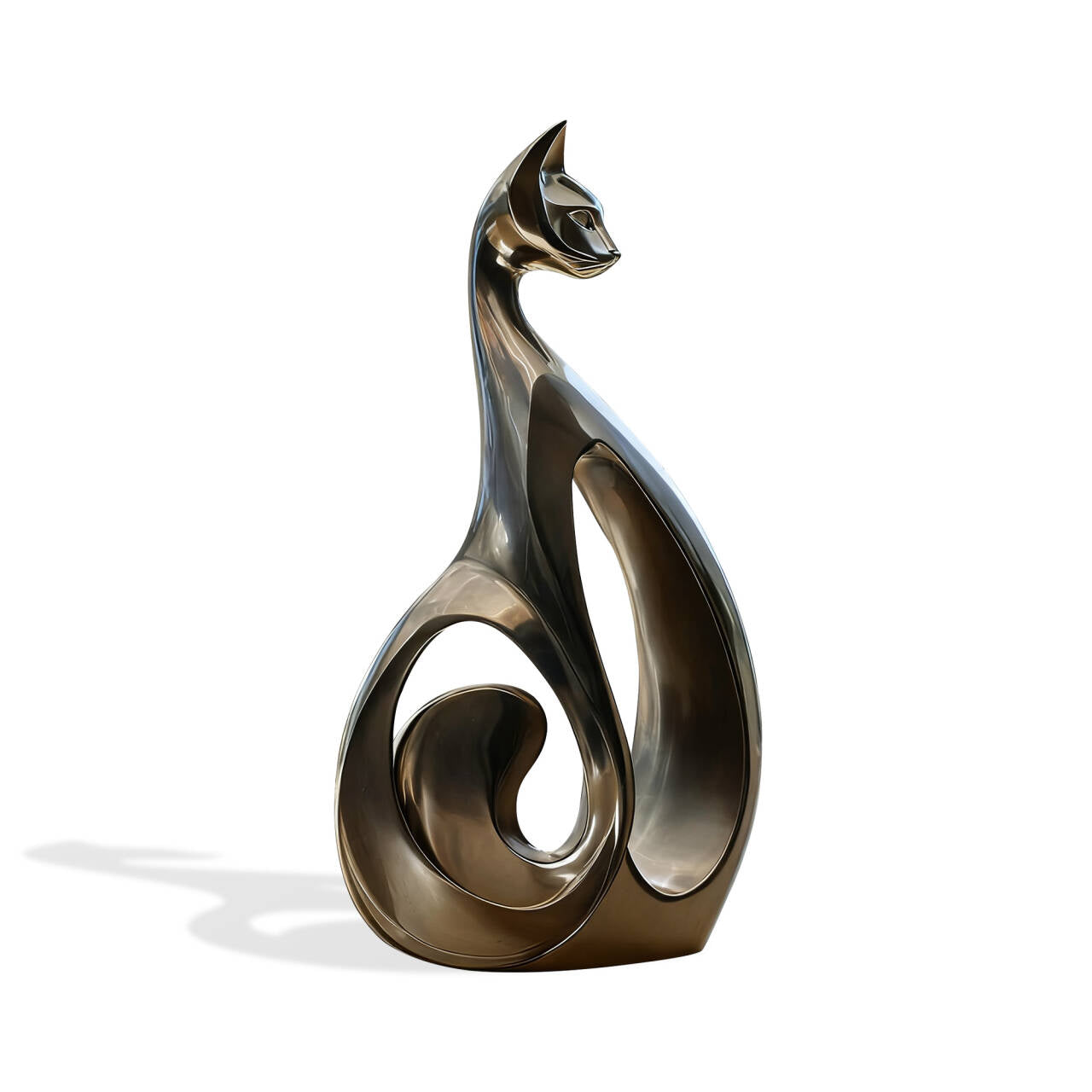 Decorative cat sculpture on a white background