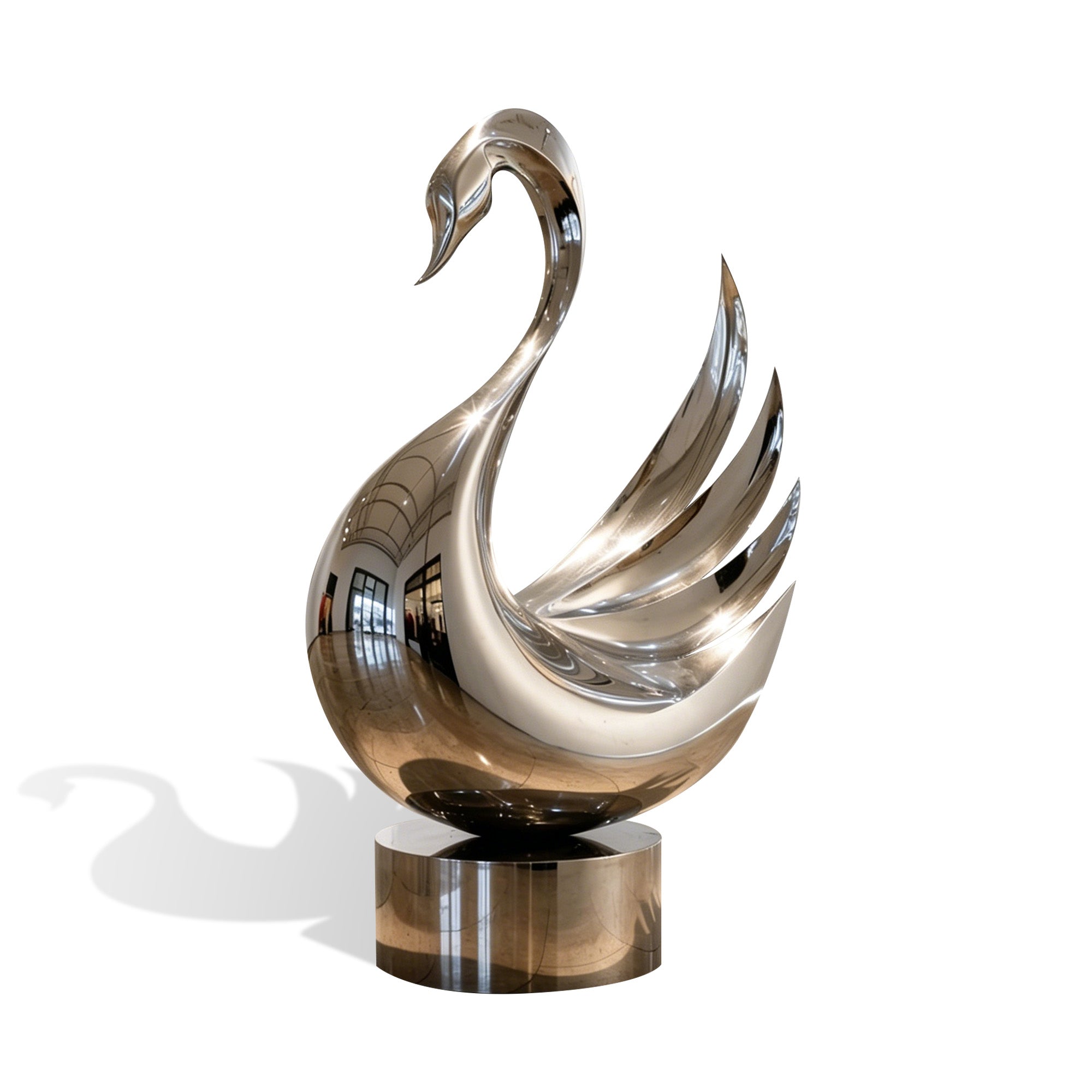 Silver Grace Swan Sculpture Stainless Steel Floor Art Sculpture