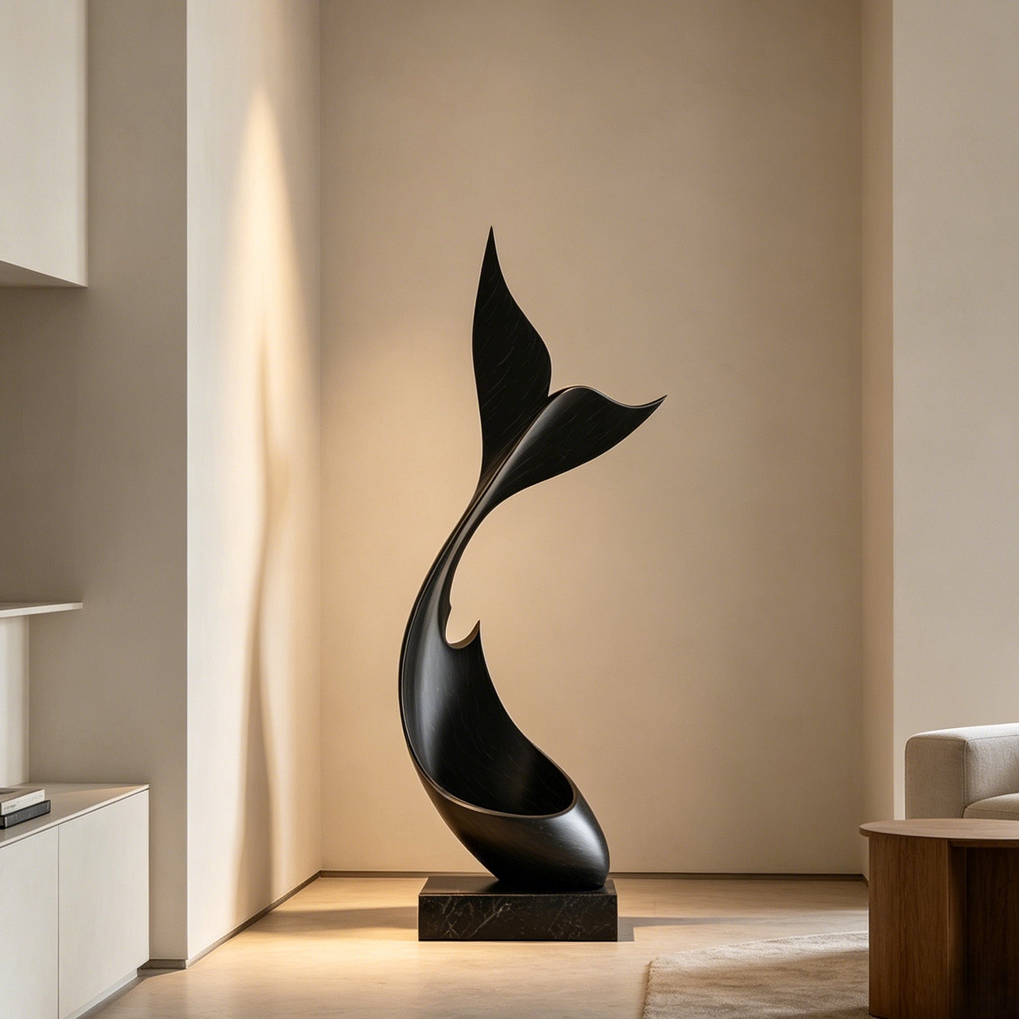 Contemporary Black Stainless Steel Floor Sculpture
