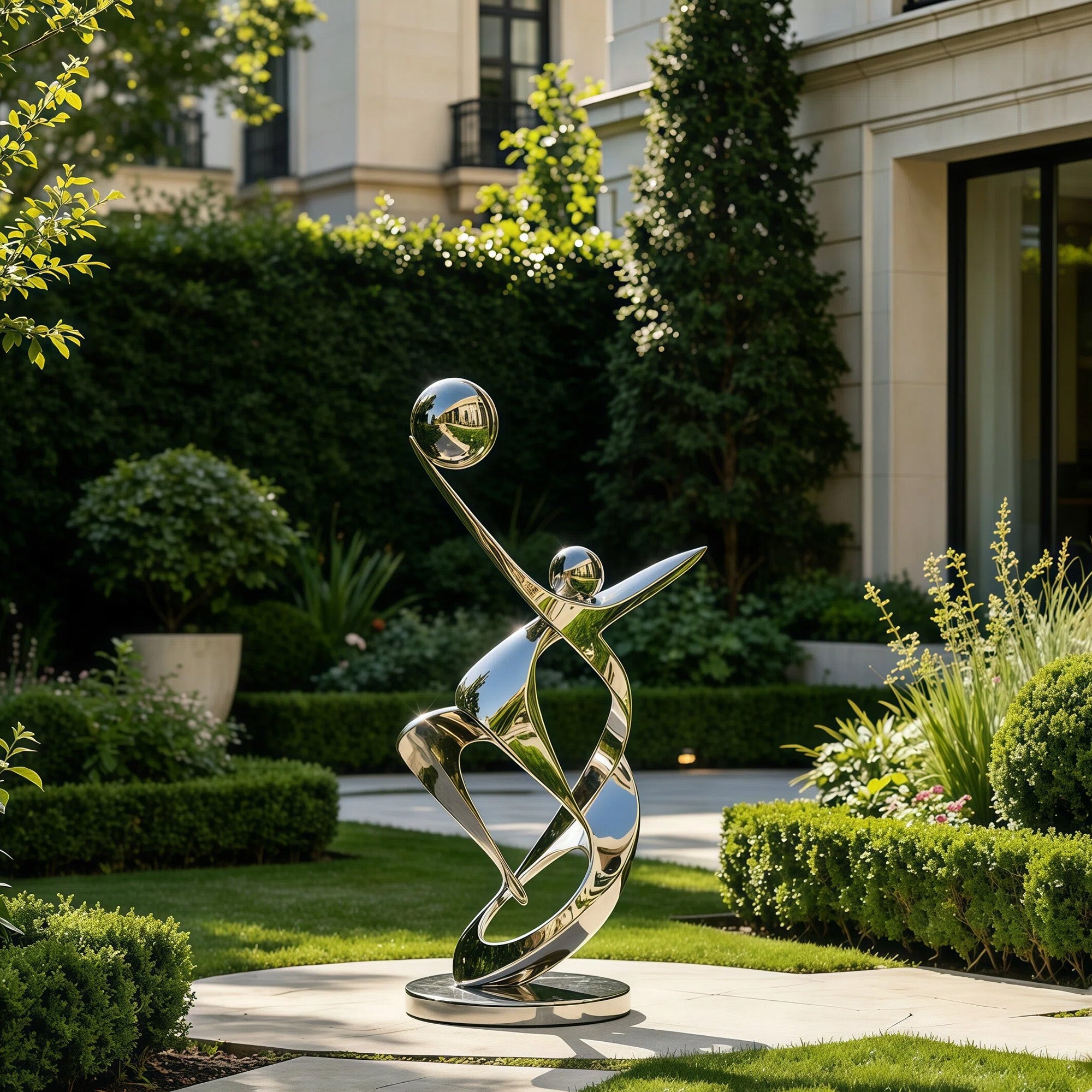 Momentum Arc Abstract Sculpture Stainless Steel Modern Garden Sculpture