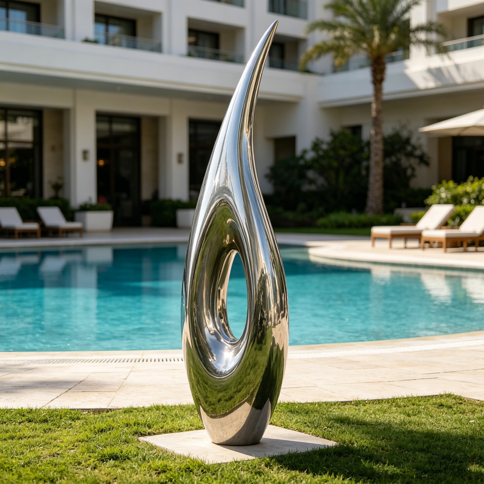Custom Infinity Flame Stainless Steel Abstract Garden Sculpture