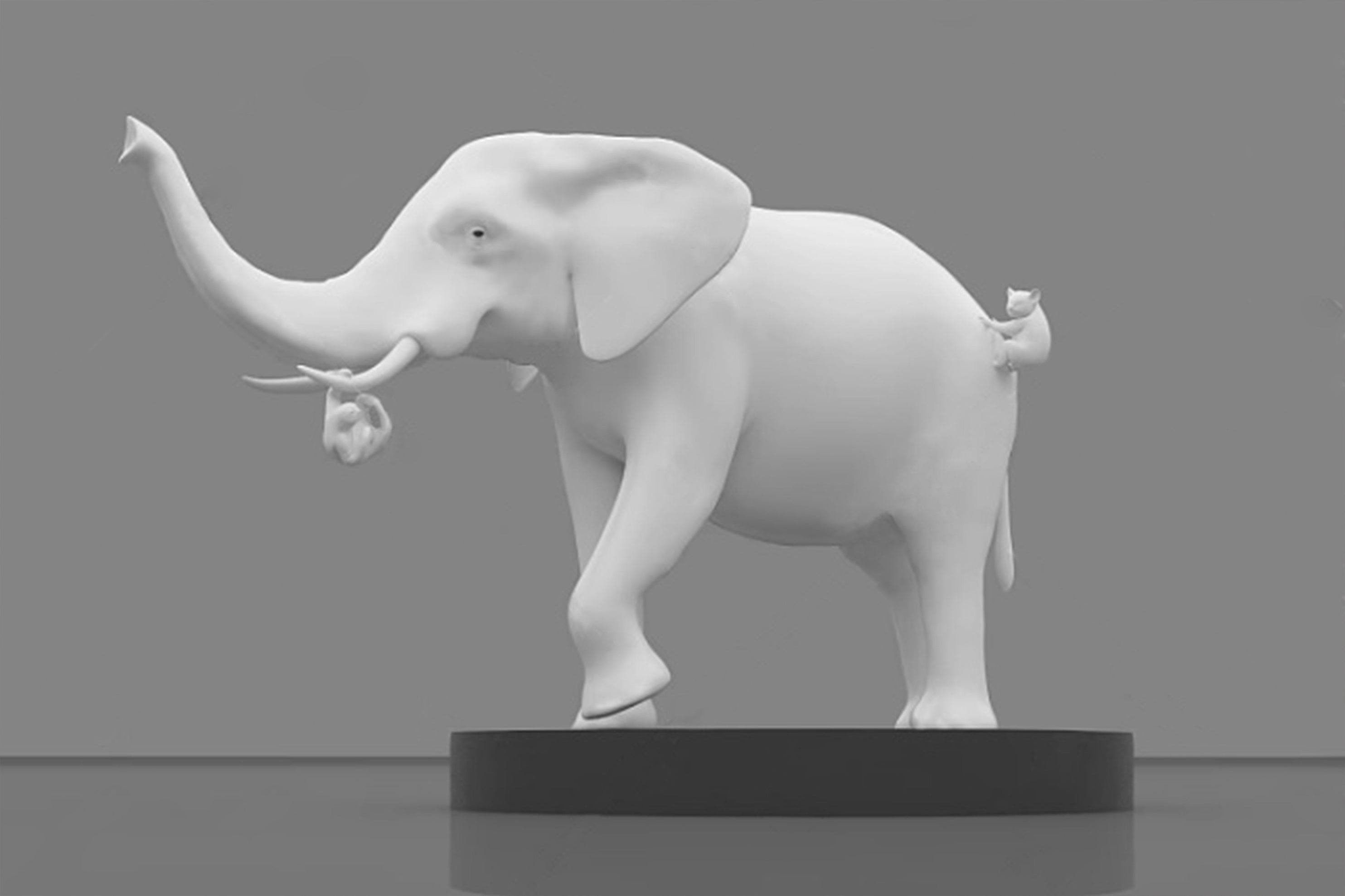 3d drawing for elephant sculpture