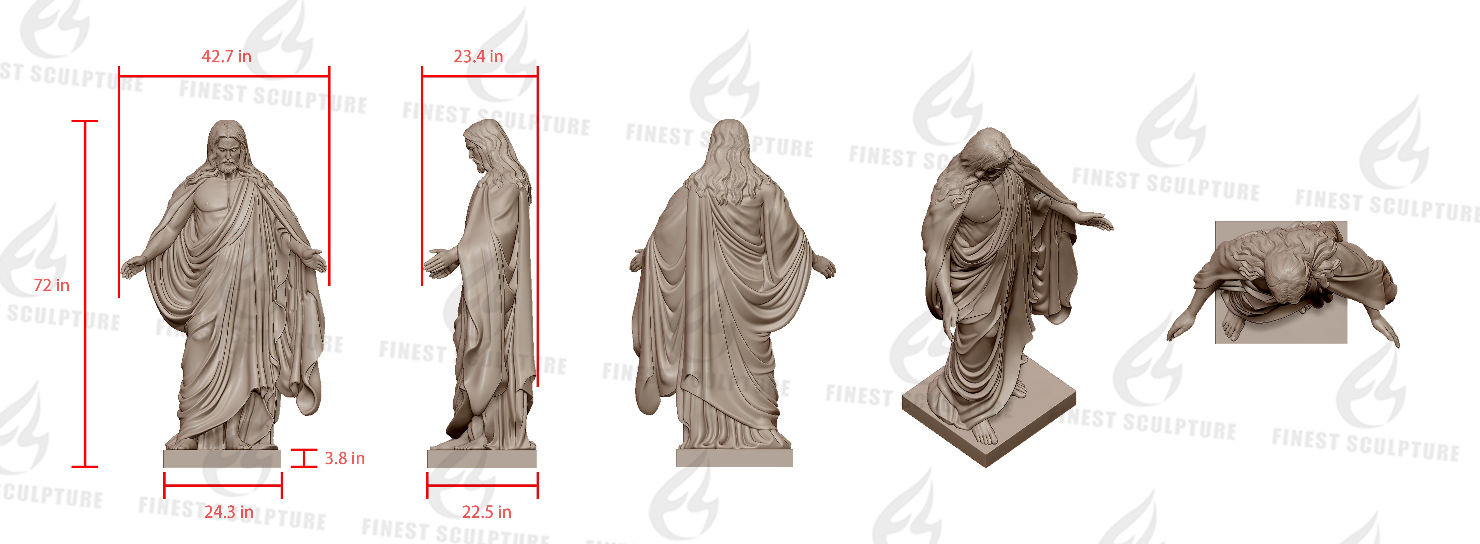 Custom Link for Lole Chamberlin of Natural White Marble Jesus Christ Statue-50% Deposit