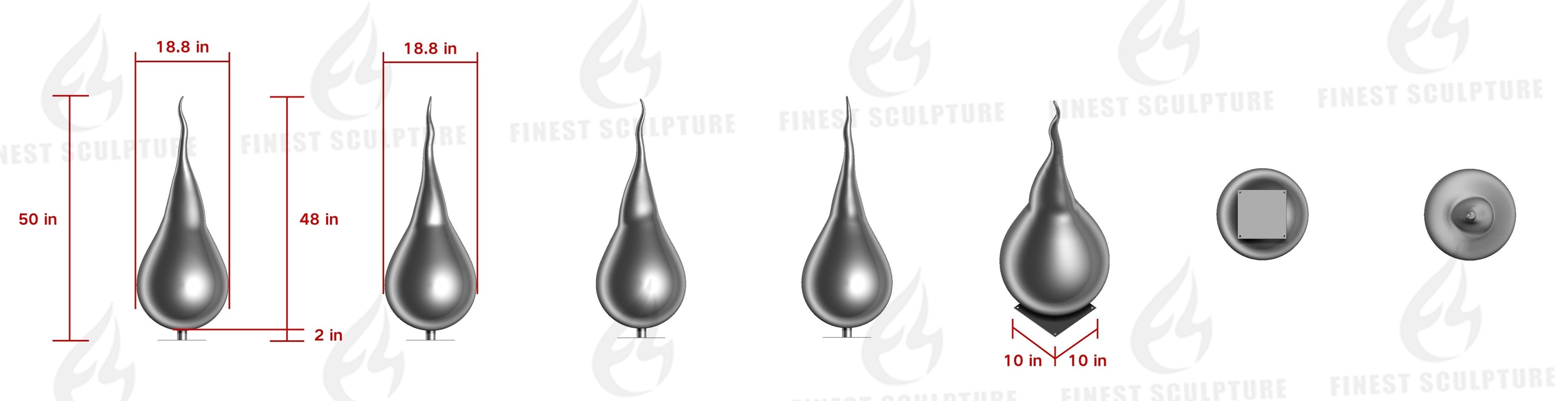 Custom Link for  Stephen Schubert of Stainless Steel Sculpture-48" Height and 24" Height Water Drop -50% Deposit