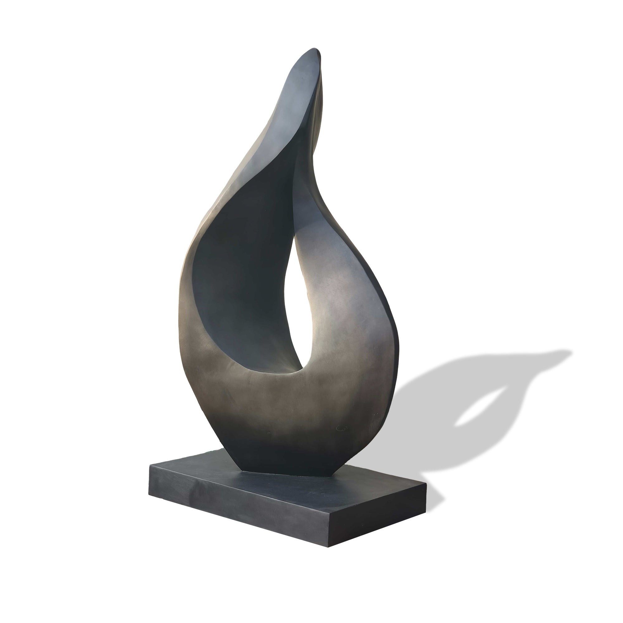 Stylish outdoor bronze sculpture with an organic, flowing design, bringing a modern artistic flair to any outdoor setting.