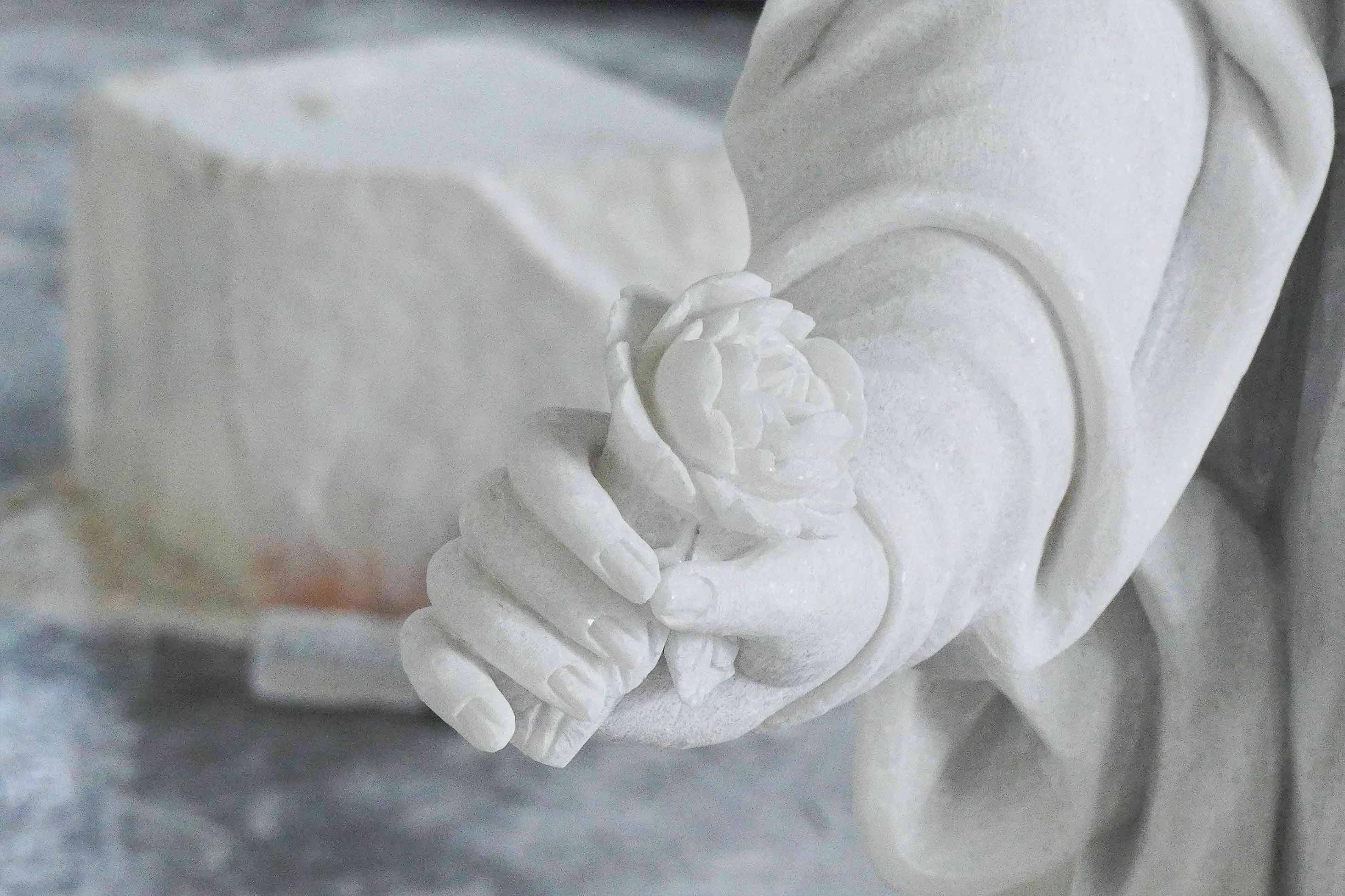 detailing of the marble sculpture flower detail