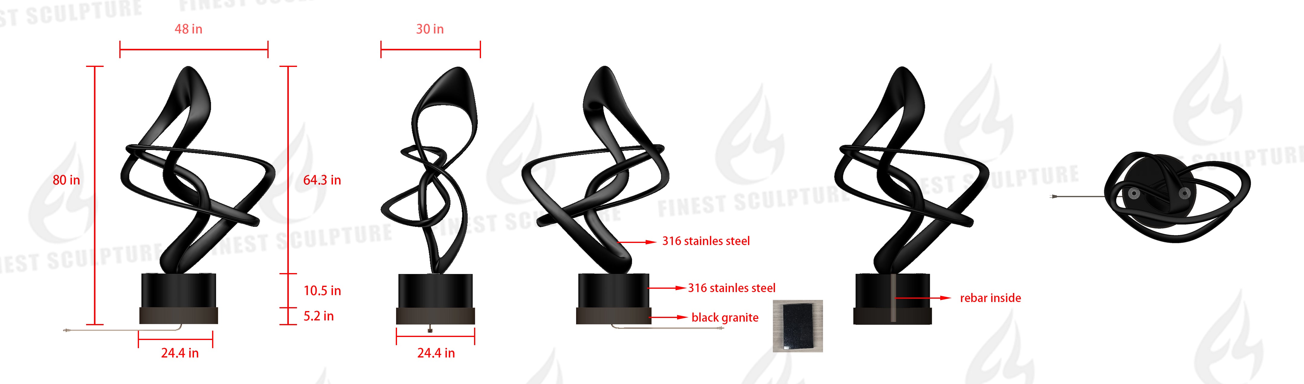 Custom Link for Laure Nell Interiors of Custom Stainless Steel Sculpture-50% Balance